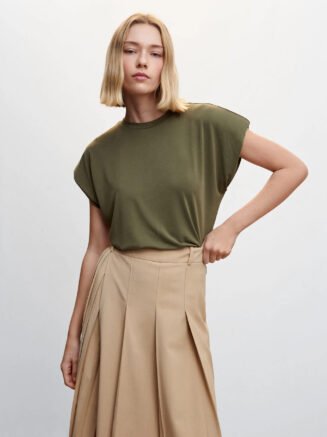 Womens Hoodie Solid Shoulder Pad T-Shirt